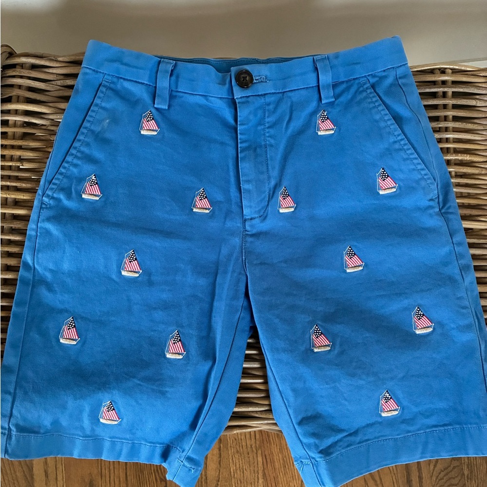 EUC Boys Vineyard Vines Blue Nautical Embroidered Shorts Size 12